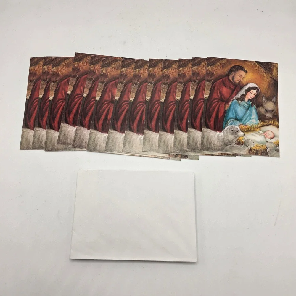 Paper Magic Vintage Nativity Christmas Cards 13ct Religious HolyFamily Scripture